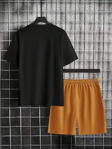 Manfinity Homme Heren Kleurblok Eenvoudige stijl Dagelijks Zakontwerp Korte mouwen T-shirts En Short set