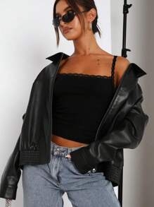 INAWLY 女士蕾絲拼接簡約多用途春夏休閒背心