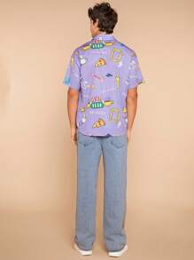 FRIENDS X SHEIN Jeans De Pierna Recta Con Cremallera Y Estampado De Letras Para Hombres