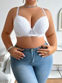 Áo ngực ren có gọng cỡ lớn, đồ lót đơn, nâng ngực - trắng - Xem 4