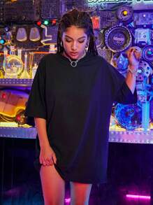 SHEIN Unity Time Won't Stop Slogan Printed T-Shirt - Black - View 5