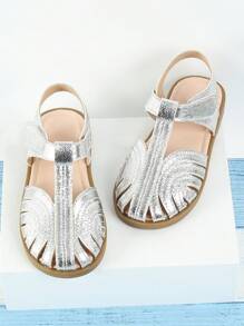 女童夏季銀色涼鞋,幼童銀色涼鞋,兒童平底涼鞋,兒童鞋 - 銀色 - 查看 8