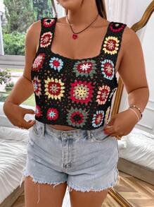 Sunnyshic Thêu Knit ngọn Đối với phụ nữ Kích thước lớn - Nhiều màu - Xem 3