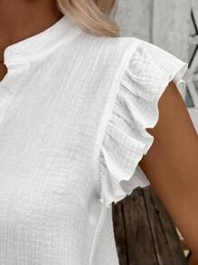 Chiquease Women's Solid Color Texture Cooling Long Sleeve Blouse With Flared Sleeves And Stand Collar Women Shirt - White - View 7