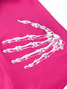 INAWLY Quần short mini in hình đầu lâu ôm vừa vặn mùa hè cỡ lớn - Màu Hồng Tươi - Xem 5