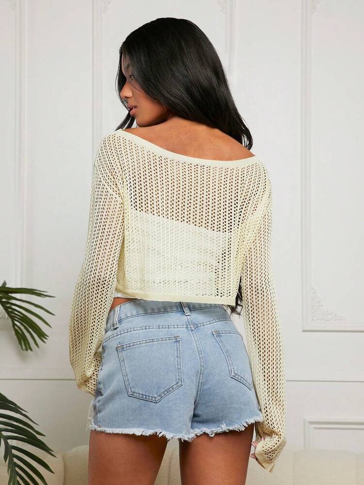Casual Hollow Out Knitted Crop Sweater