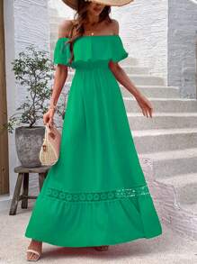 Chiquease Women's Off-The-Shoulder Ruffle Dress, Summer - Green - View 1