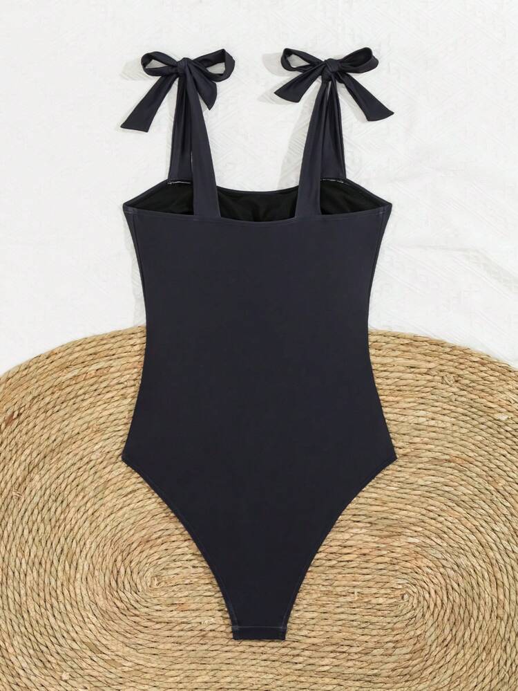 Summer Coconut Tree Print Knotted One-Piece Swimsuit