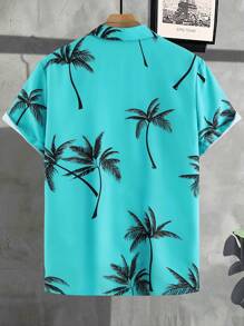 Manfinity RSRT Camisa De Manga Corta Con Estampado De Palmeras Para La Playa En Verano - Multicolor - Ver 2
