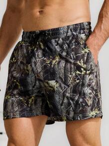 Manfinity Sport Corelite Heren All-Over Printed Drawstring Sports Shorts Camo Shortsglowmode Shortmen Boxersboxers voor herenheren zwembroeken