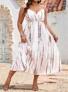 Breezaya Robe À Col Halter Et Taille Plus Imprimé Tie-dye