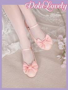 Dola Lovely Zapatos planos y cómodos con diseño de lazo en color rosa, estilo veraniego para damas y niñas. Oferta de verano, Halloween, Navidad, otoño