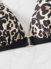 Swim SXY Women's Summer Beach Leopard Print Halter Neck Bikini Top With Random Print - Multicolor - View 8