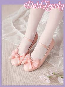 Dola Lovely Zapatos planos y cómodos con diseño de lazo en color rosa, estilo veraniego para damas y niñas. Oferta de verano, Halloween, Navidad, otoño