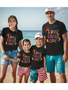 Manfinity Homme 男士黑色針織夏季圓領短袖t卹,印有口號印花 - 黑色 - 查看 1