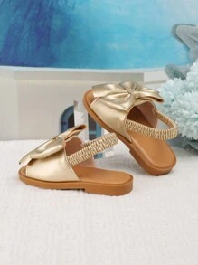 1雙女孩金色平底便鞋,夏季幼兒女孩鞋