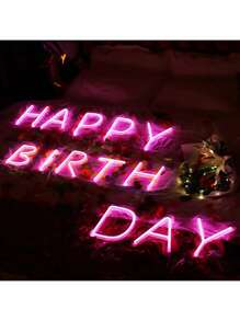 1pc Pink 26 Letter Neon Light With Stand DIY Name Sign Wedding Party Alphabet Number LED Night Lamp For Bar Advertising Logo Decor