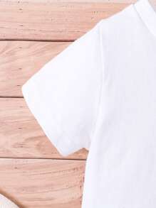 Em bé Con trai Dễ thương Khủng long Ngắn tay Áo thun Và Bộ quần short - trắng - Xem 5