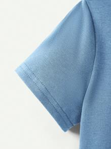 Cozy Pixies 嬰兒男寶寶卡通熊紋短袖圓領上衣和短褲四件套裝配對套裝 - 藍色 - 查看 10