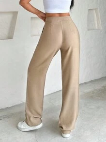 EURMUSE Pantalones De Pierna Ancha De Mujer Beige - Beis - Ver 2