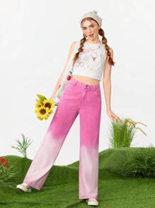 SHEINNeu Ladies' Gradient Straight-Leg Jean