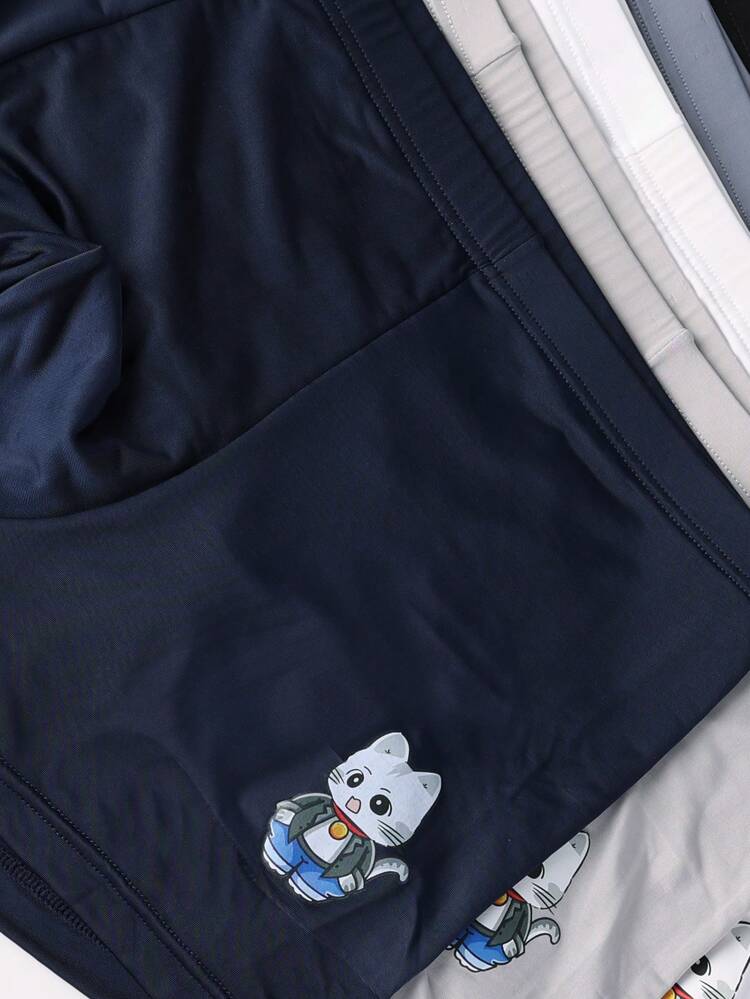 Men's Simple Boxer Shorts With Animal Print (7pcs/Set)