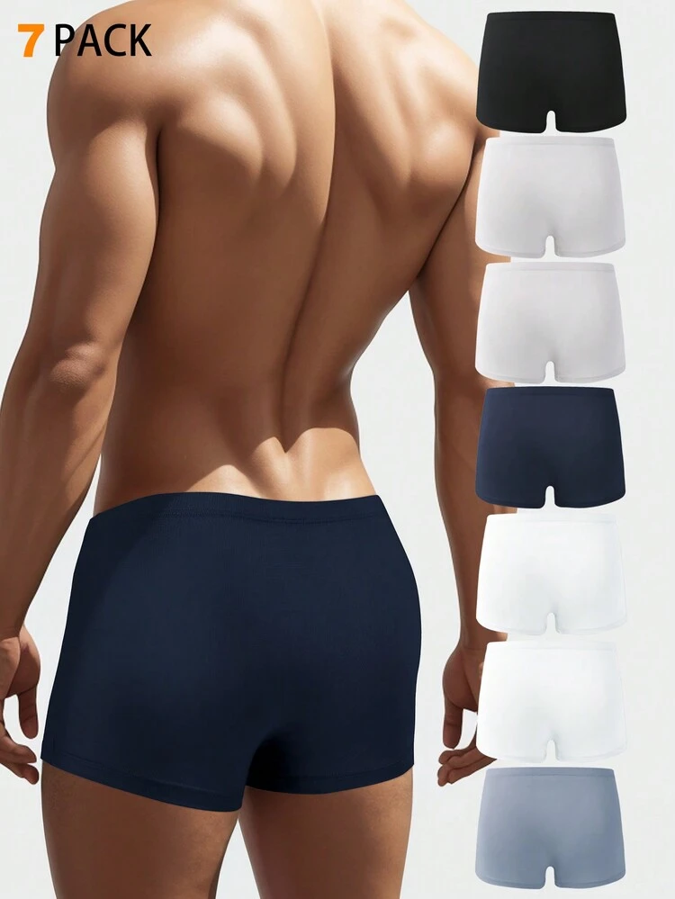 Men's Simple Boxer Shorts With Animal Print (7pcs/Set)