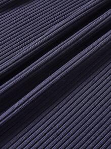 SHEIN Tween Boy Loose Fit Casual Knit Marl Tank Top With Round Neck - Navy Blue - View 16