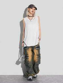 SHEIN Coolane Mùa hè Của phụ nữ Xu hướng: Cắt giảm Toàn trận Áo ba lỗ Cho mùa xuân & Mùa hè - trắng - Xem 5