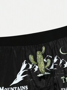Calzoncillos Cortos De Cactus, Montaña Y Luna Para Hombre