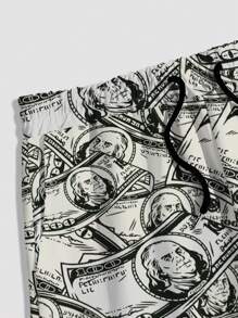 ROMWE MEN Street Life 2pcs Men's Printed Round Neck Short Sleeve T-Shirt And Shorts Set Suitable For Daily Wear In Summer, School