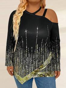 SHEIN Clasi 大碼不對稱領口和下擺t恤 - 彩色 - 查看 3