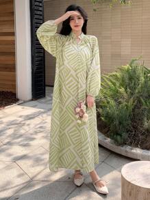 DAZY Women's V-Neck Floral Print Long Sleeve Dress,Casual Women Dresses,Fall Dress - Yellow - View 6