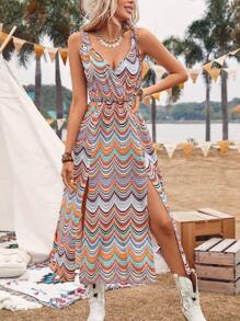 Breezaya Women's Floral Print Asymmetrical Cutting Backless High Split Dress - Multicolor - View 5