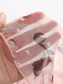 Dazy Designer Áo sơ mi nữ in hoa, cổ áo xếp nếp, tay dài, thích hợp cho mùa hè, kiểu dáng voan mỏng, thích hợp cho lễ Phục sinh. - Nhiều màu - Xem 8