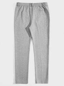 AKNOTIC Business Casual 亞麻布易護理男士直筒口口袋織褲 - 灰色 - 查看 7