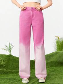 SHEINNeu Ladies' Gradient Straight-Leg Jean