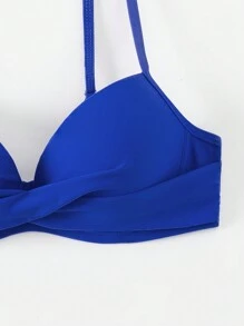 SHEIN Swim Women's Solid Color Bikini Top, Perfect For Pool,Summer Beach - Royal Blue - View 4