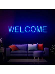 1入藍色26個字母霓虹燈led字母心形數字裝飾燈,適用於酒吧廣告標誌派對卧室夜燈