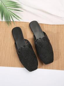 Women Flats Busur Plain - Hitam - View 5