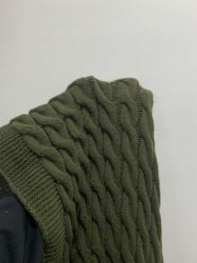 Women's Fashionable Solid Color Cable Knit Cardigan, Versatile For Autumn - Army Green - View 8