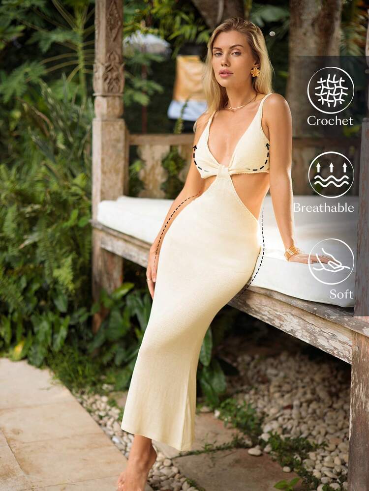 Women's Hollow Out Waist Cami Cover-Up Dress Summer