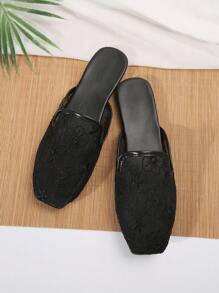Women Flats Busur Plain - Hitam - View 4