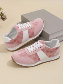 Women's New Princess & Fairy Embroidered Floral Print Retro British Style Sneakers, Lightweight Outdoor Casual Student Soft Bottom Non-Slip Running Shoes - Pink - View 2