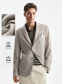 AKNOTIC Business Casual Uomo Giacca blazer in lana lyocell a manica lunga con rever notch per il tempo libero, facile da curare
