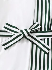 Bộ áo dài tay cổ tròn có thắt lưng và quần màu trơn cho cô gái Tween - màu xanh lá - Xem 5