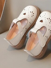 Infant Comfortable Round Toe Flat Shoes, Mary Jane Style With Magic Sticker For Baby Girls