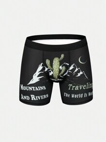 Calzoncillos Cortos De Cactus, Montaña Y Luna Para Hombre