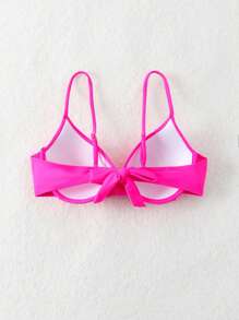 SHEIN Swim Women's Summer Beach Solid Fashionable Underwire Bikini Top - Hot Pink - View 2