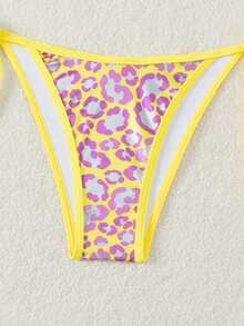 SHEIN Swim Nữ Dây Da Báo Tam Giác Áo Ngực Và Thiết Kế Quai Bikini Bộ Đáy Hai Mảnh Bikini Bộ Đi Biển Mùa Hè - Nhiều màu - Xem 4